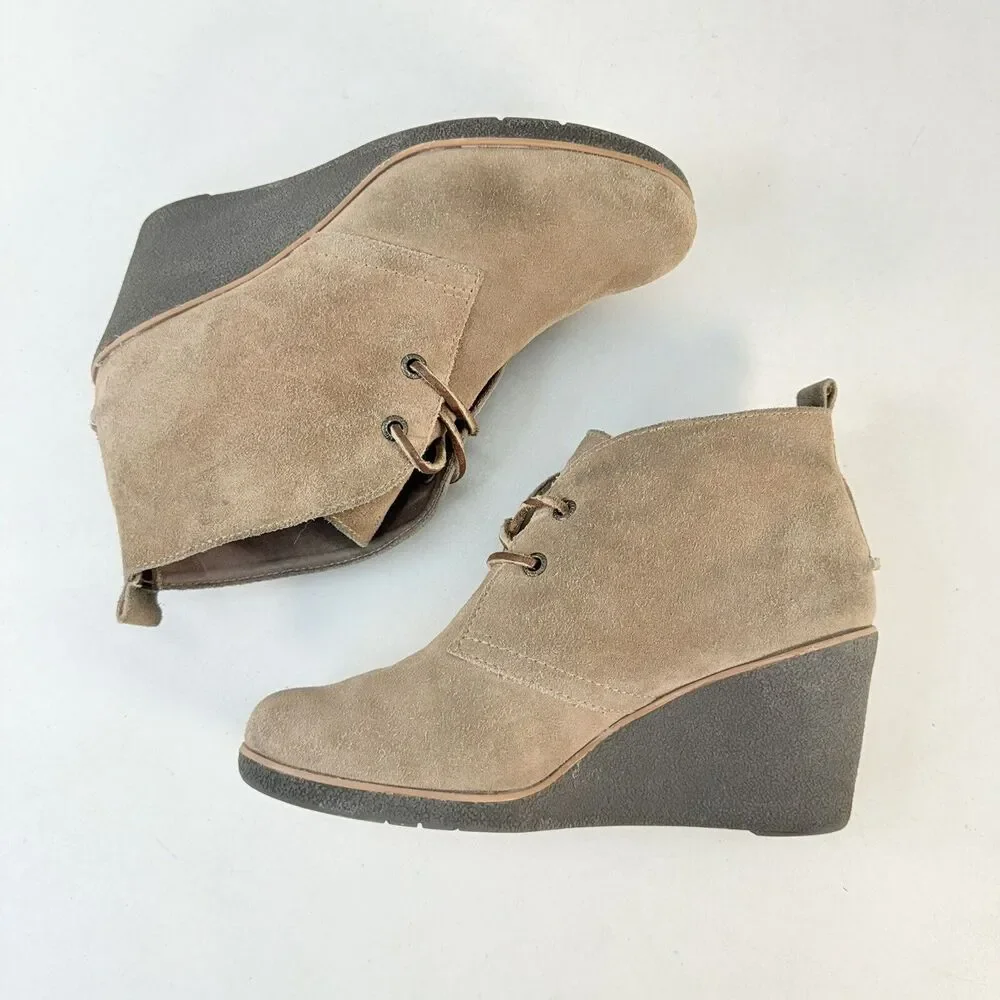 Sperry Harlow Suede Leather Wedge Chukka Boots Tan Sand Size 9